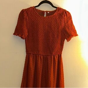 Chic Rust Midi Dress
